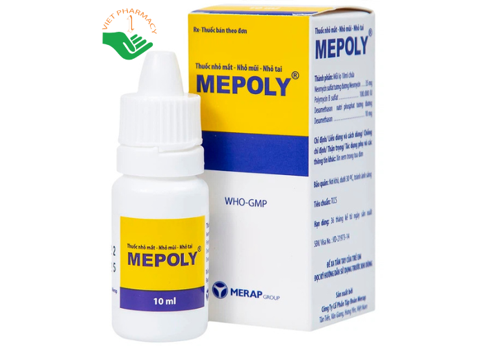 Thuốc Mepoly Merap dùng cho viêm kết mạc, mi mắt, viêm mũi, viêm tai (10ml)