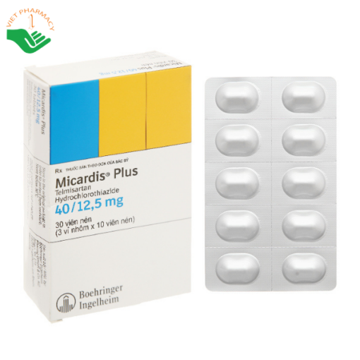 Thuốc Micardis Plus 40/12,5mg Boehringer điều trị tăng huyết áp vô căn (3 vỉ x 10 viên)