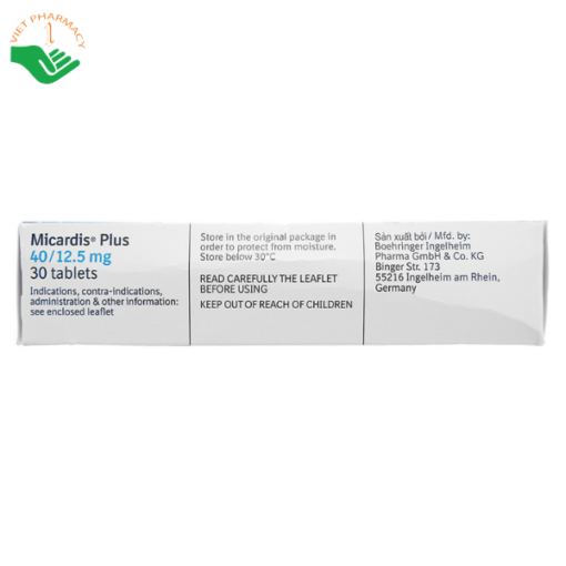 Thuốc Micardis Plus 40/12,5mg Boehringer điều trị tăng huyết áp vô căn (3 vỉ x 10 viên)