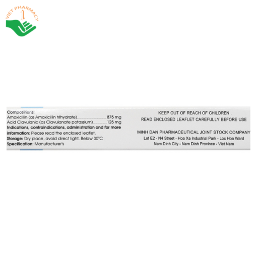 Thuốc Midantin 875/125 trị nhiễm khuẩn (2 vỉ x 7 viên)