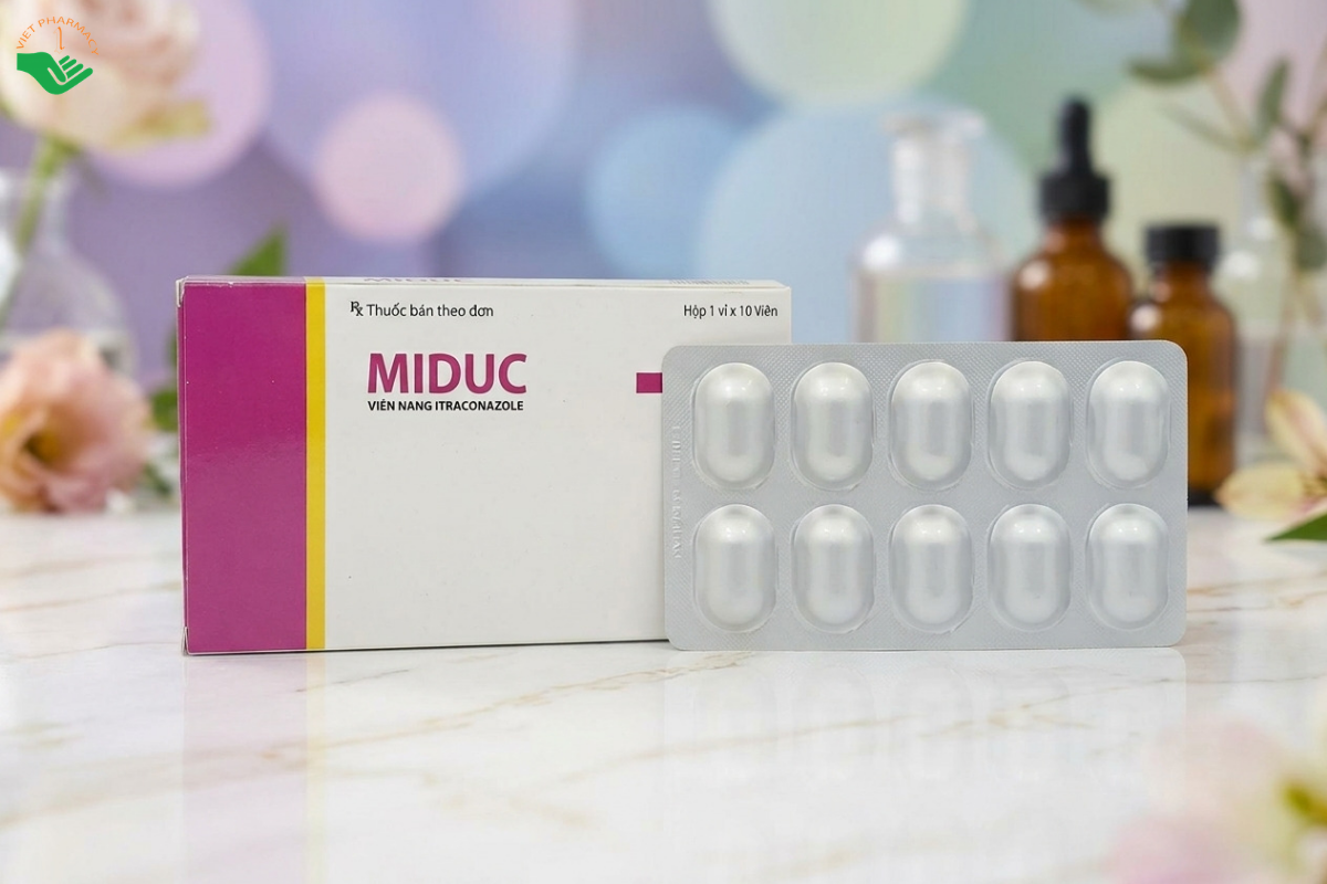 Thuốc Miduc 100mg điều trị nấm, lang ben và hắc lào