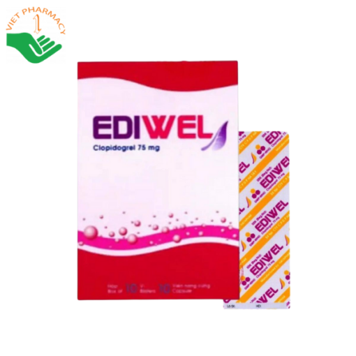 Thuốc ngăn ngừa huyết khối Ediwel 75mg (Hộp 10 vỉ x 10 viên)