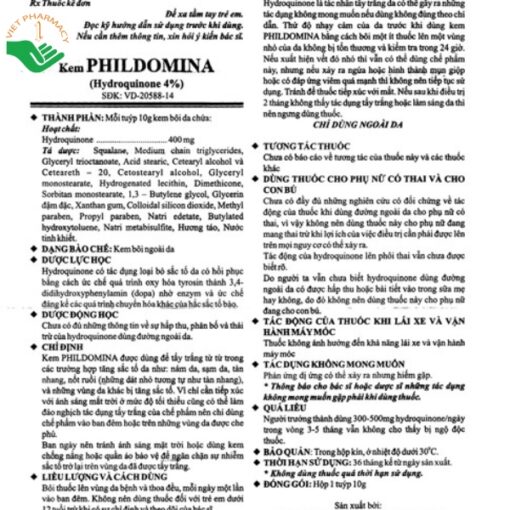 Thuốc PhilDomina tuýp 10g trị tăng sắc tố da, tẩy trắng da