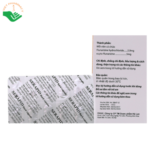 Thuốc Serapid 5mg trị đau nửa đầu, chóng mặt tiền đình (10 vỉ x 10 viên)