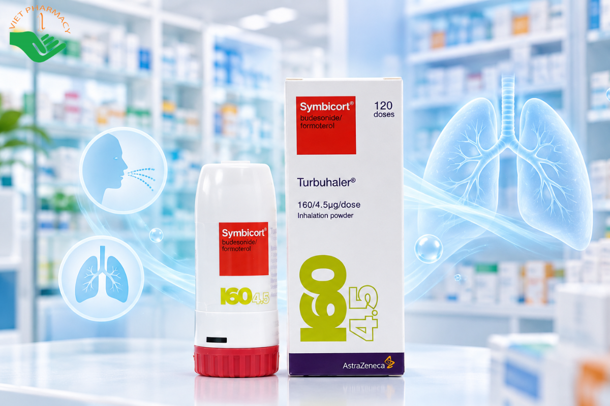 Thuốc bột hít Symbicort Turbuhaler 160/4.5 mcg trị hen suyễn (120 liều)