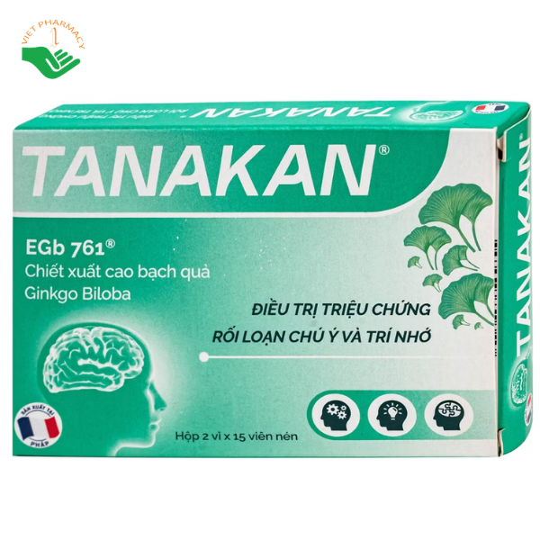 Thuốc Tanakan điều trị Rối loạn chú ý và trí nhớ ở người lớn tuổi và bị viêm động mạch (Hộp 30 viên)