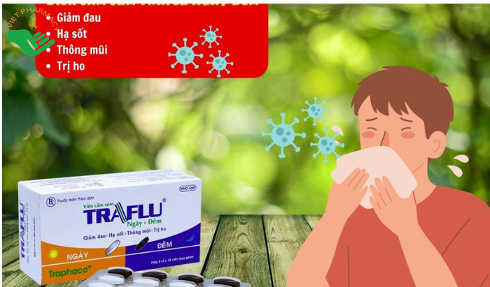 Thuốc Traflu Traphaco trị các triệu chứng cảm thông thường (5 vỉ x 12 viên)