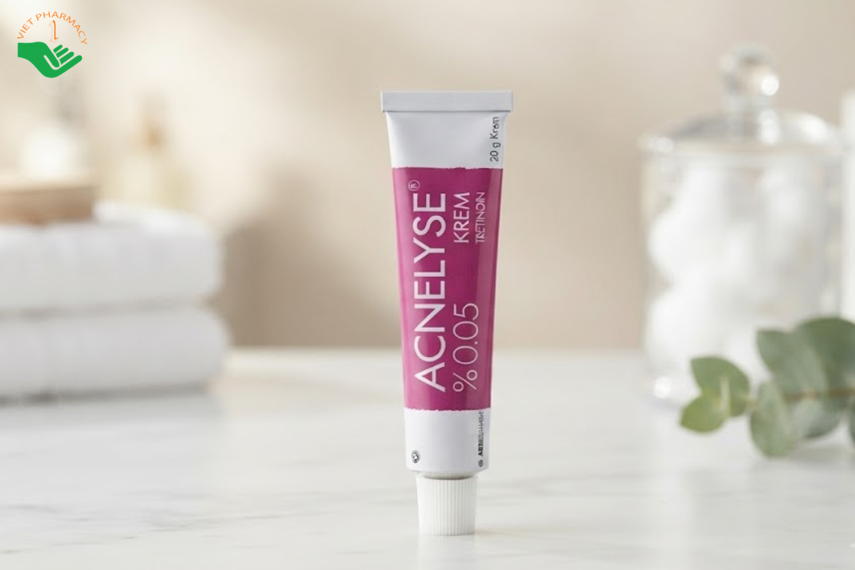 Thuốc Tretinoin Acnelyse 0.05 điều trị mụn trứng cá vừa phải, mụn trứng cá sần, có mủ (Tuýp 20g)
