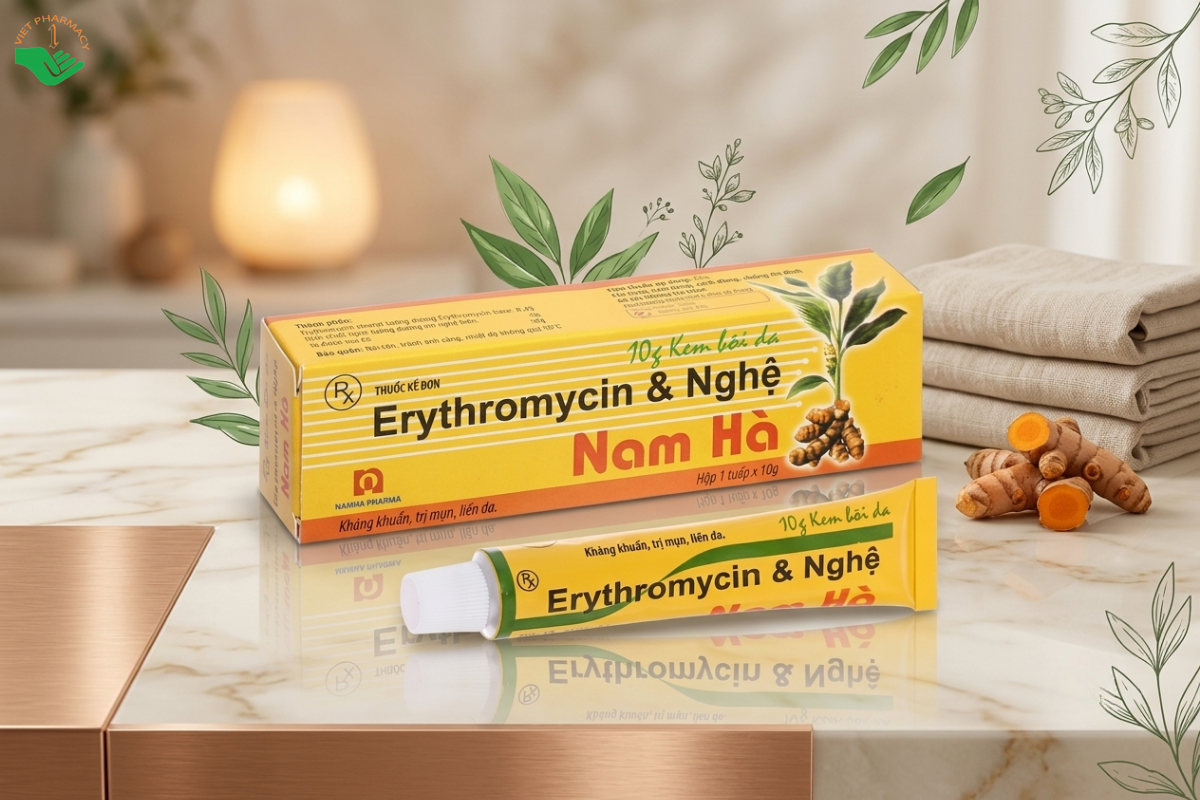 Thuốc trị mụn bọc, mụn mủ Erythromycin & nghệ Nam Hà