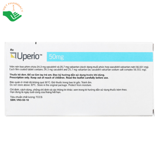 Thuốc Uperio 50mg Novartis trị suy tim (2 vỉ x 14 viên)