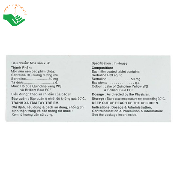 Thuốc Utralene-50 Umedica điều trị trầm cảm (10 vỉ x 10 viên)