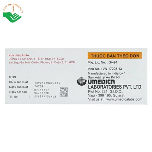 Thuốc Utralene-50 Umedica điều trị trầm cảm (10 vỉ x 10 viên)