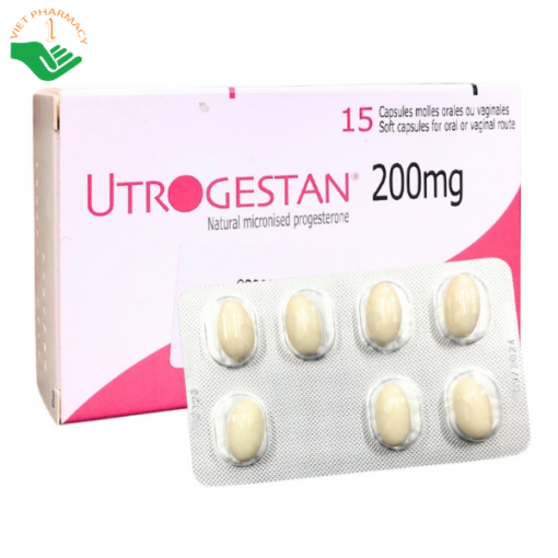 Thuốc Utrogestan 200mg Besins bổ sung nội tiết tố trong bệnh lý sản phụ khoa (15 viên)