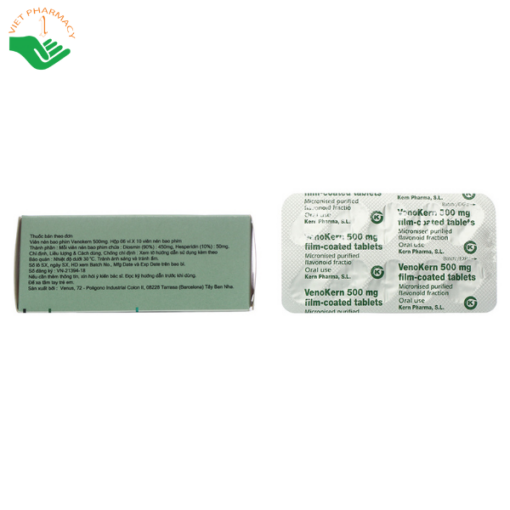 Thuốc VenoKern 500mg trị trĩ, suy giãn tĩnh mạch (6 vỉ x 10 viên)