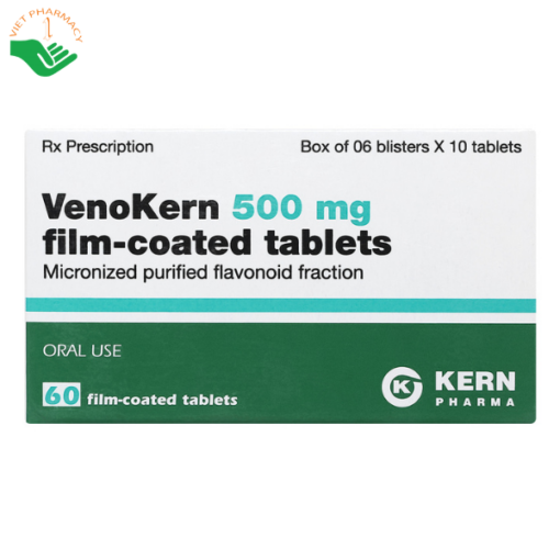 Thuốc VenoKern 500mg trị trĩ, suy giãn tĩnh mạch (6 vỉ x 10 viên)