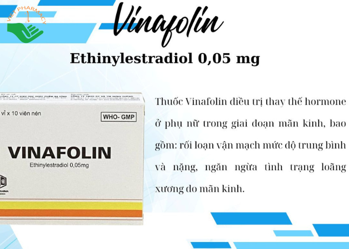 Thuốc Vinafolin 0,05mg điều trị hoocmon (1 vỉ x 10 viên)