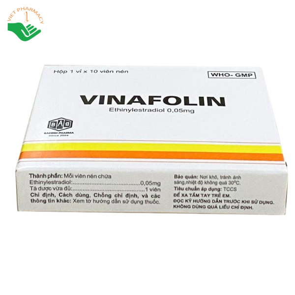 Thuốc Vinafolin 0,05mg điều trị hoocmon (1 vỉ x 10 viên)