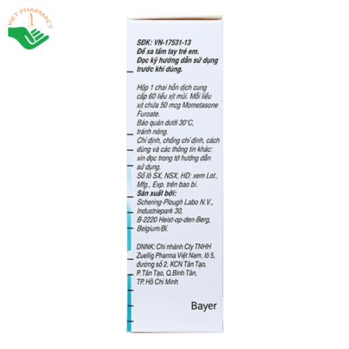 Thuốc xịt mũi Nasonex Bayer điều trị viêm mũi dị ứng (60 liều)
