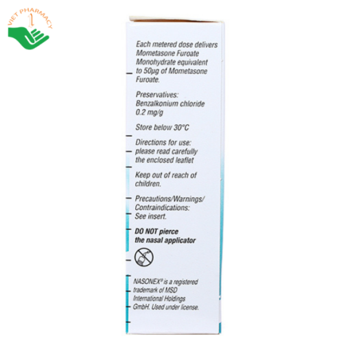 Thuốc xịt mũi Nasonex Bayer điều trị viêm mũi dị ứng (60 liều)