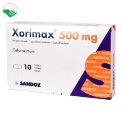 Thuốc Xorimax 500mg Sandoz điều trị các bệnh lý viêm xoang cấp, viêm tai giữa cấp tính (1 vỉ x 10 viên)