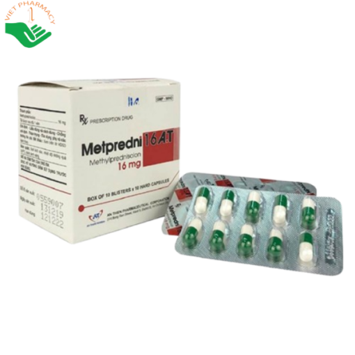 Thuốc Metpredni 16 A.T hỗ trợ điều trị viêm khớp dạng thấp, ung thư (10 vỉ x 10 viên)