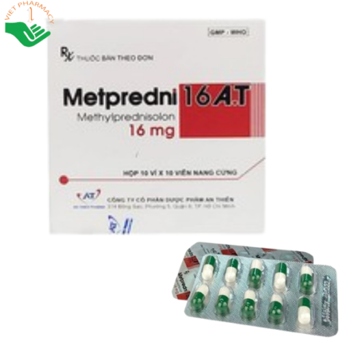 Thuốc Metpredni 16 A.T hỗ trợ điều trị viêm khớp dạng thấp, ung thư (10 vỉ x 10 viên)