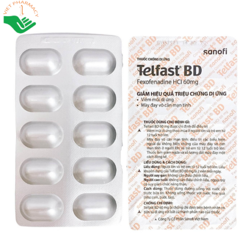 Thuốc Telfast 60mg điều trị mày đay vô căn mạn tính (30 viên)