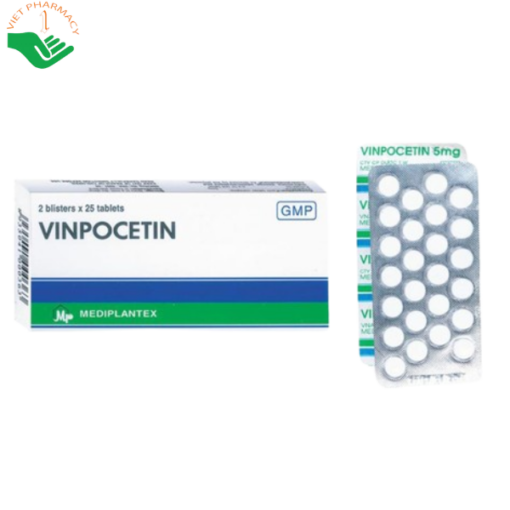 Thuốc Vinpocetin 5mg điều trị rối loạn tuần hoàn não (2 vỉ x 25 viên)