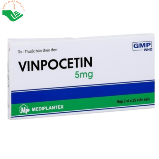 Thuốc Vinpocetin 5mg điều trị rối loạn tuần hoàn não (2 vỉ x 25 viên)