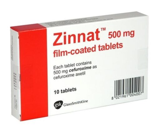 Thuốc Zinnat 500mg GSK điều trị các chứng nhiễm khuẩn, viêm tai giữa, viêm xoang (1 vỉ x 10 viên)