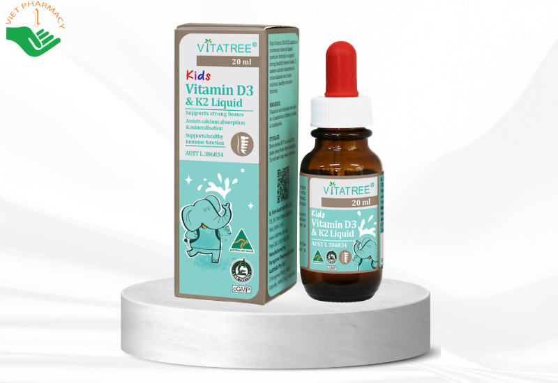 Tinh chất Vitatree Kids Vitamin D3 & K2 Liquid (Hộp 1 chai nhỏ giọt 20ml)