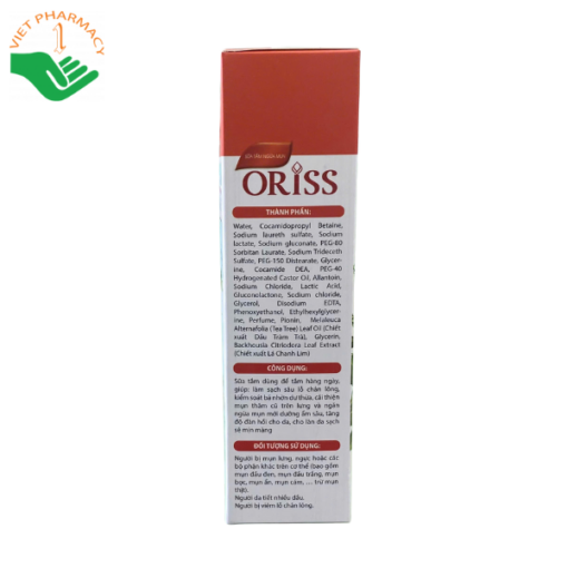 Sữa tắm khỏi mụn lưng giảm thâm mụn, viêm nang lông Oriss 300ml