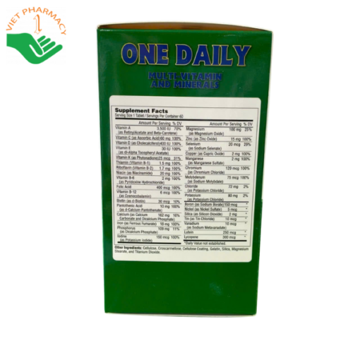Viên uống bổ sung vitamin, tăng đề kháng One Daily Multivitamin - Minerals (Hộp 60 viên)