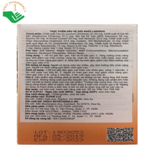 Thực phẩm bảo vệ sức khoẻ Liverich Clevie