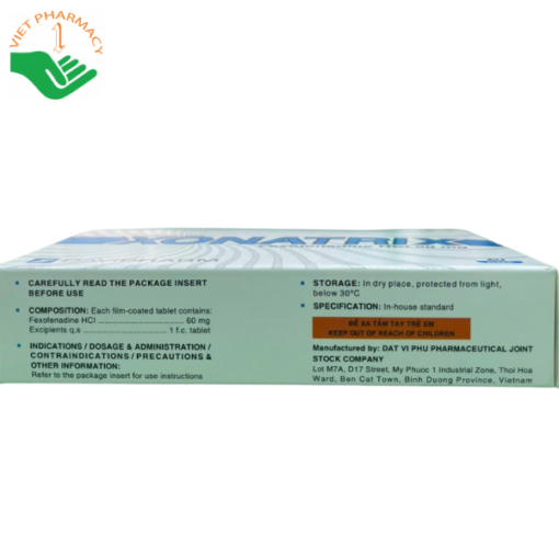 Thuốc điều trị triệu chứng viêm mũi dị ứng theo mùa Xonatrix (Hộp 10 vỉ x 10 viên)