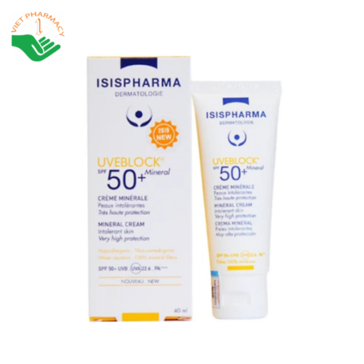 Kem chống nắng Isis Pharma Uveblock SPF 50+ Mineral Cream 40ml