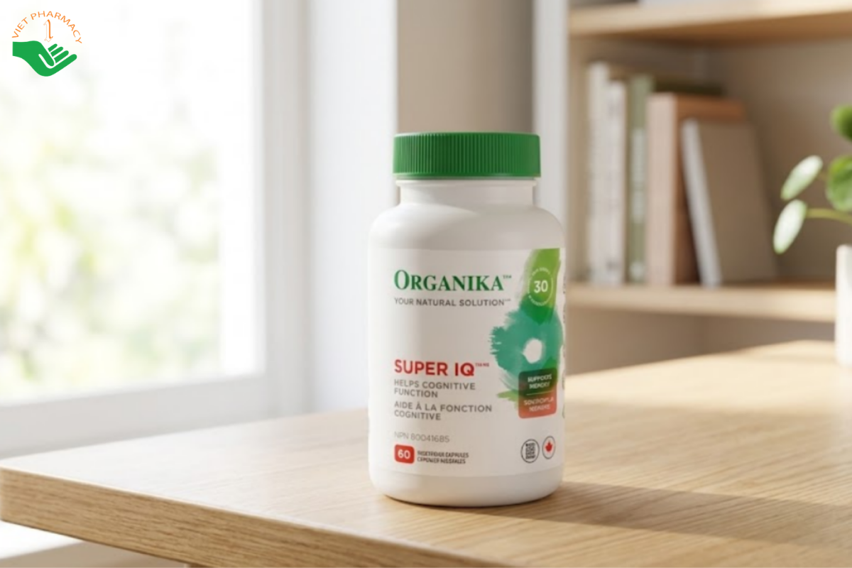 Viên bổ não Organika Super IQ hỗ trợ tăng cường tuần hoàn máu não, cải thiện trí nhớ (Hộp 60 viên)