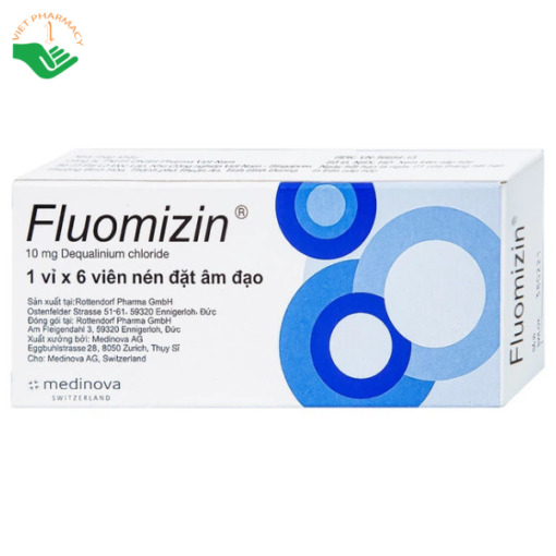 Viên đặt âm đạo Fluomizin 10mg Medinova điều trị nhiễm nấm âm đạo, nhiễm khuẩn âm đạo (1 vỉ x 6 viên)
