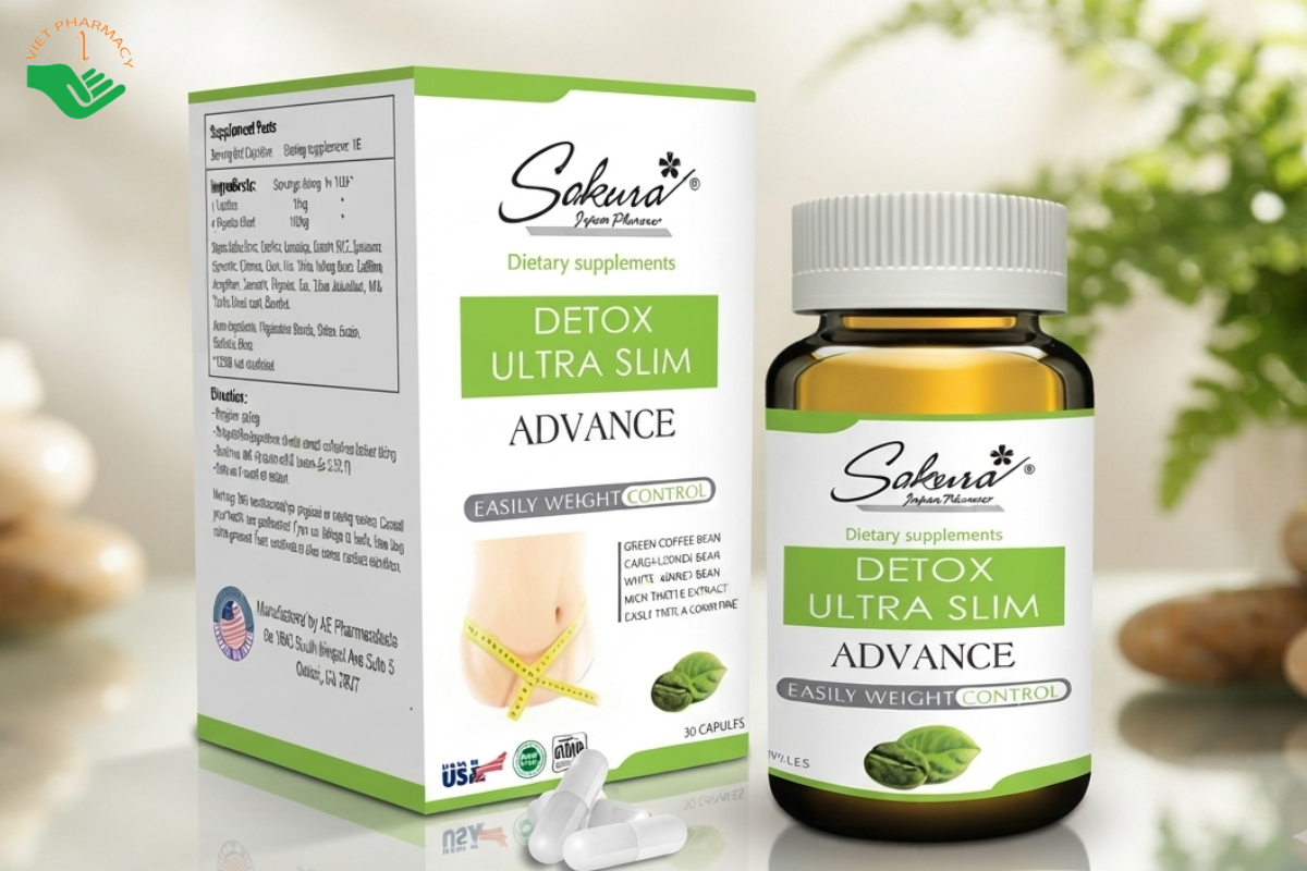 Viên uống giảm cân cấp tốc an toàn Sakura Detox Ultra Slim Advance