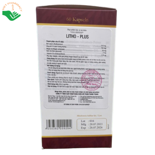 Viên nang bổ sung Canxi hữu cơ tảo biển đỏ Litho Plus
