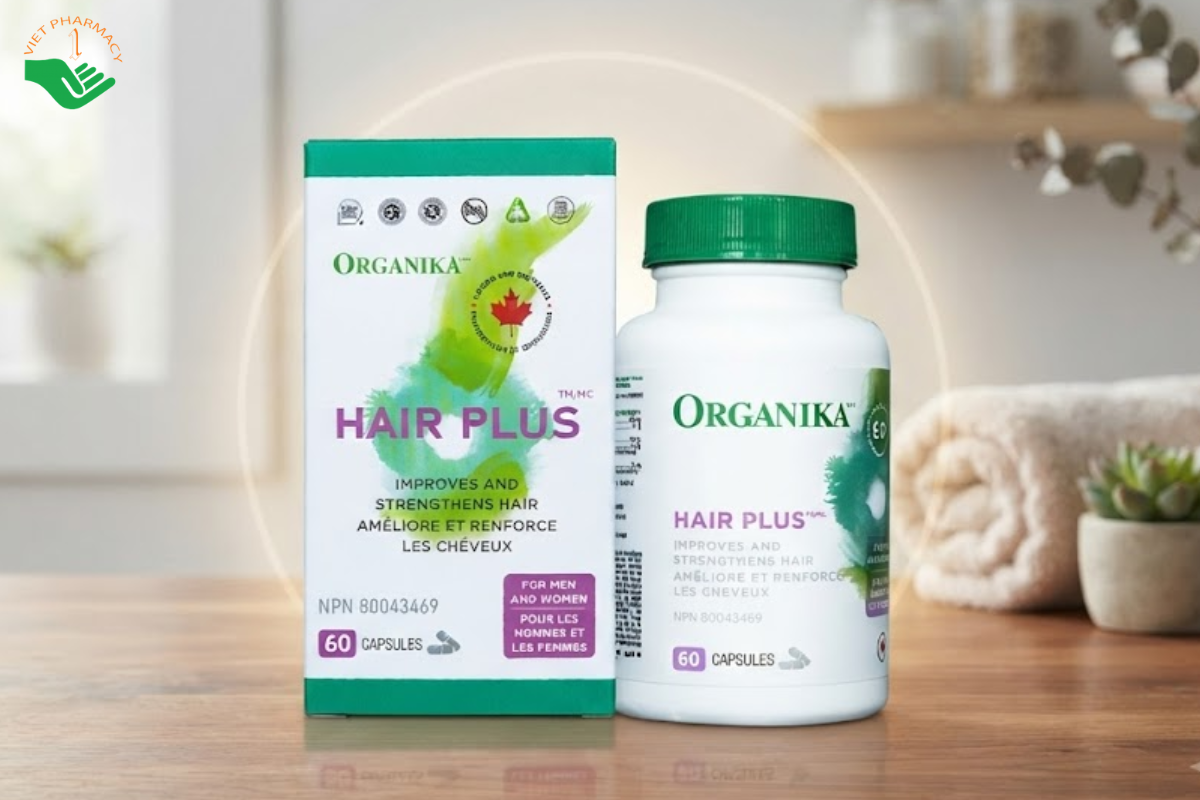 Viên nang Organika Hair Plus nuôi dưỡng nang tóc, kích thích mọc tóc, làm tóc dày chắc khỏe (hộp 60 viên)