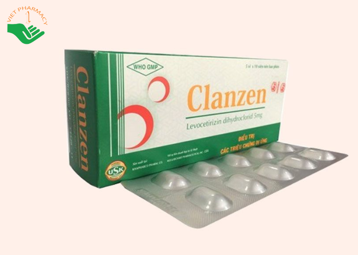 Viên nén Clanzen 5mg điều trị triệu chứng viêm mũi dị ứng, mày đay (5 vỉ x 10 viên)
