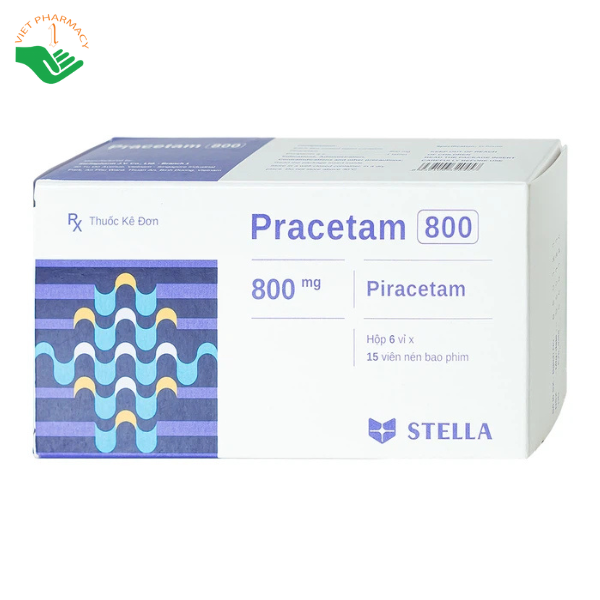 Viên nén Pracetam 800 Stella điều trị chóng mặt, suy giảm trí nhớ (6 vỉ x 15 viên)
