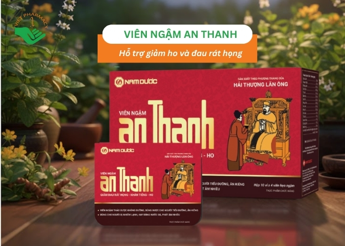 Viên Ngậm An Thanh Nam Dược hỗ trợ giảm ho và đau rát họng (Hộp 10 vỉ x 4 viên)