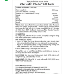 Viên uống ngừa loãng xương VitaHealth VitaCal 600 Forte