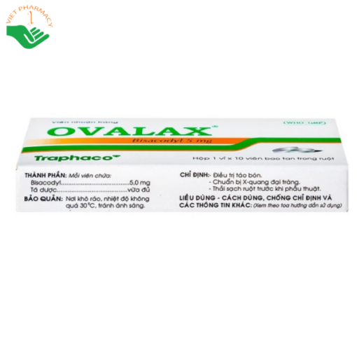 Viên nhuận tràng Ovalax 5mg Traphaco điều trị táo bón, làm sạch ruột (1 vỉ x 10 viên)