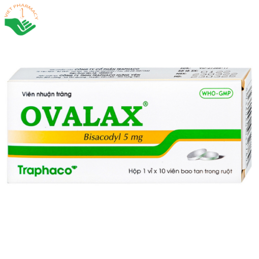 Viên nhuận tràng Ovalax 5mg Traphaco điều trị táo bón, làm sạch ruột (1 vỉ x 10 viên)