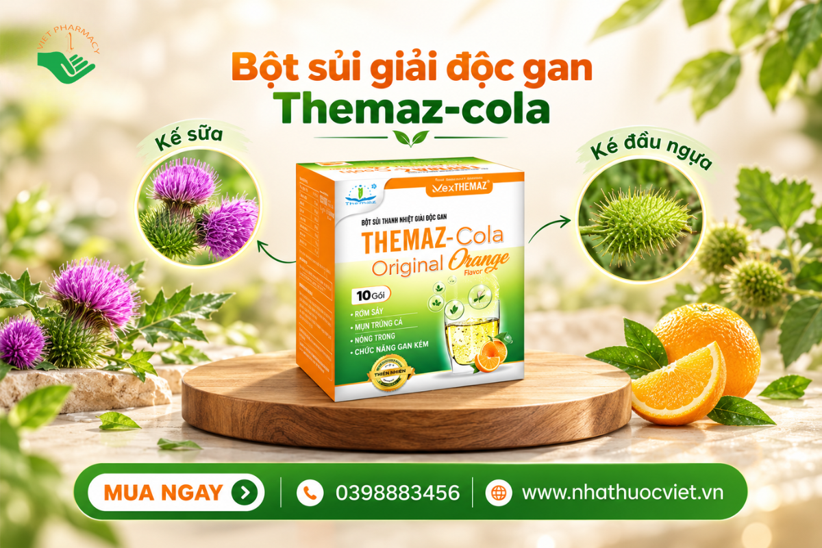 Bột sủi giải độc gan, thanh nhiệt Themaz-cola