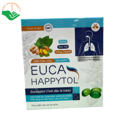 Viên tinh dầu Hd Happy Euca Happytool (10 vỉ x 10 viên)