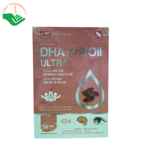 Viên uống bổ sung DHA, EPA, Omega-3, hỗ trợ não bộ và thị lực DHA Krill Oil Ultra (Hộp 60 viên)